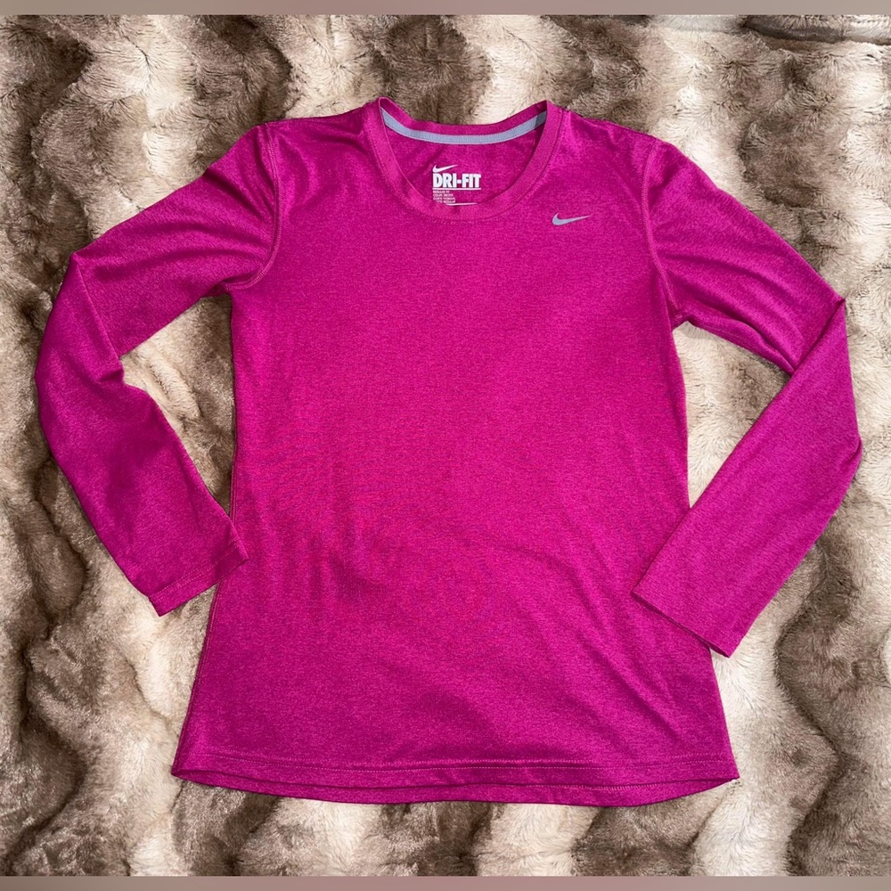 Nike Dri-FIT Long Sleeve Tee in Bright Magenta Pink